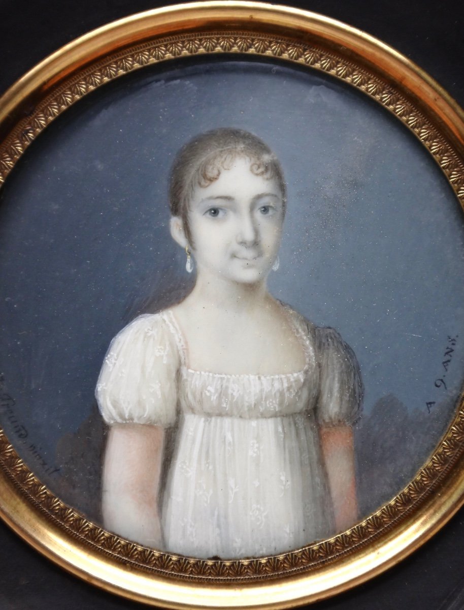 Johann Christian Freund (1788 -1822) Miniature Portrait d'une enfant époque XIXe-photo-1