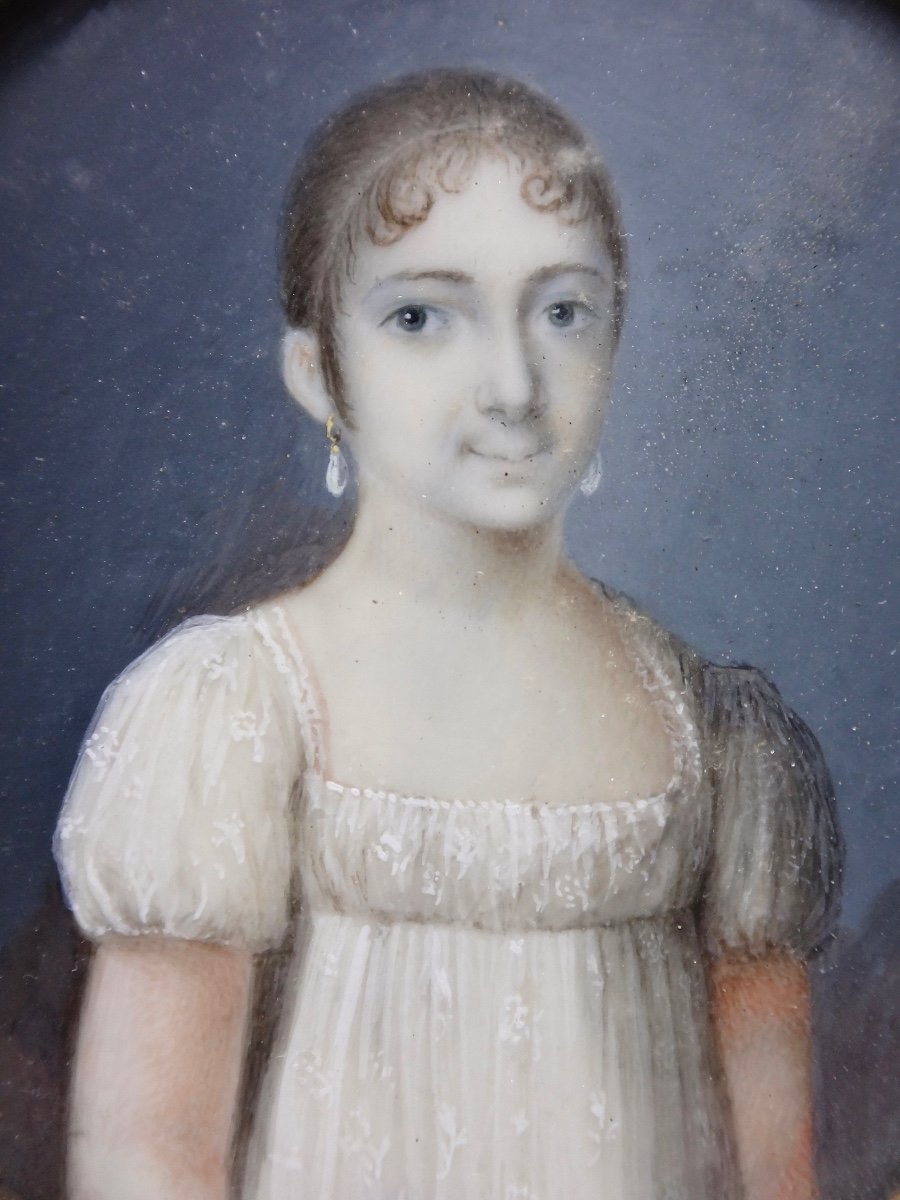 Johann Christian Freund (1788 -1822) Miniature Portrait d'une enfant époque XIXe-photo-3