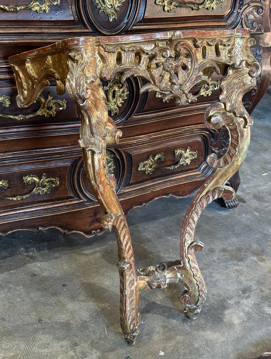 Louis XV Period 18th Century Gilded Wood Console To Restored-photo-3