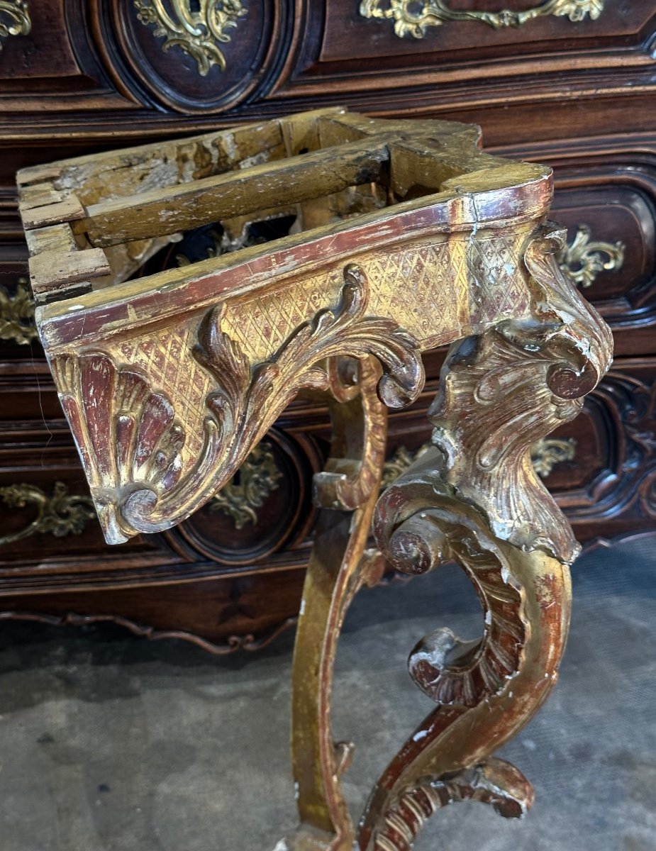 Louis XV Period 18th Century Gilded Wood Console To Restored-photo-1