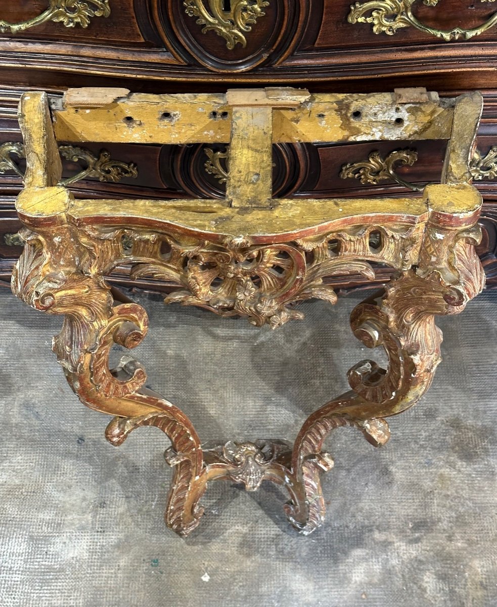 Louis XV Period 18th Century Gilded Wood Console To Restored-photo-2