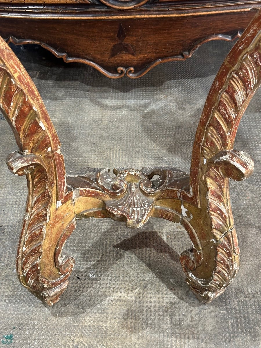 Louis XV Period 18th Century Gilded Wood Console To Restored-photo-3