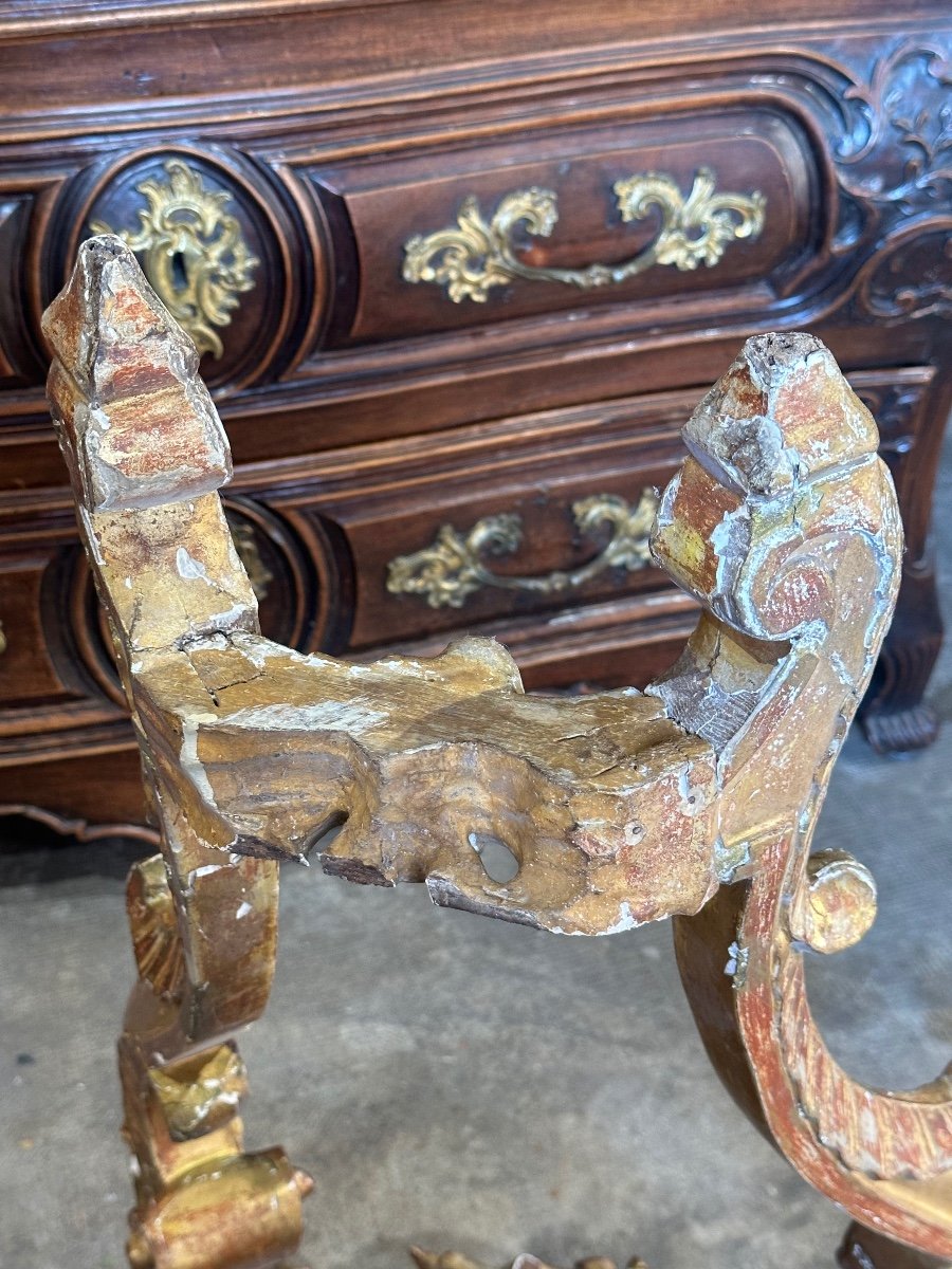 Louis XV Period 18th Century Gilded Wood Console To Restored-photo-8