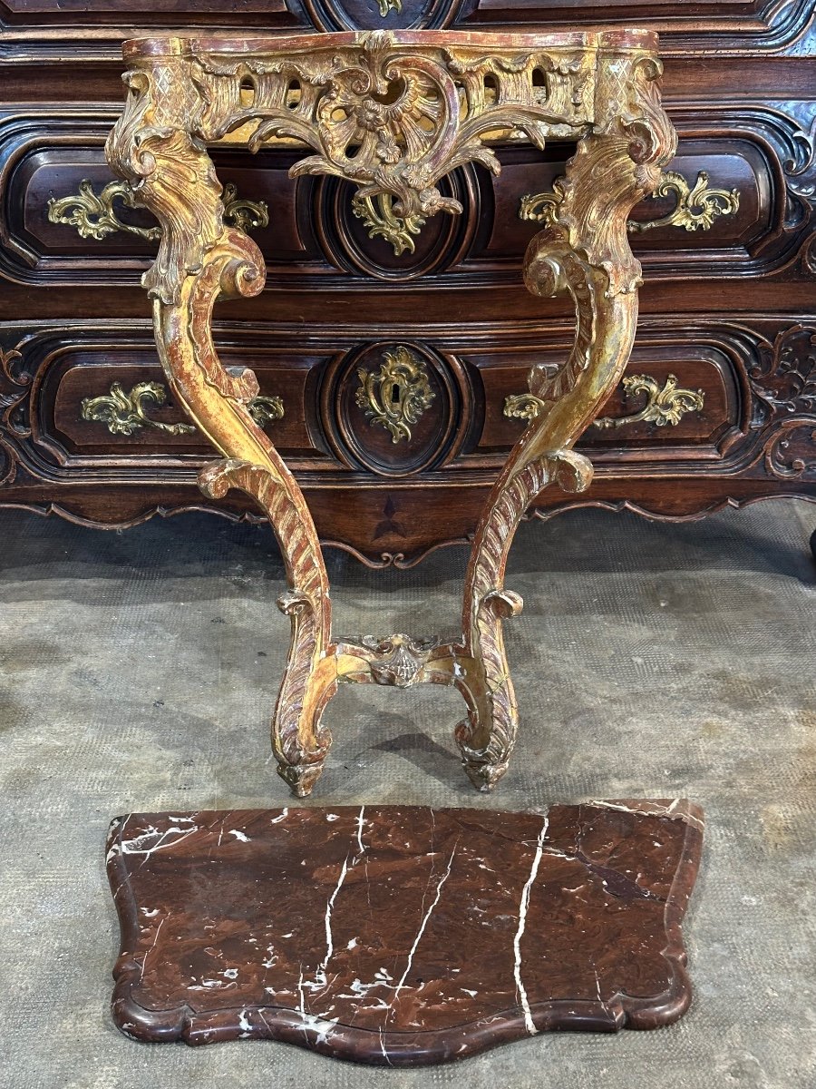 Louis XV Period 18th Century Gilded Wood Console To Restored