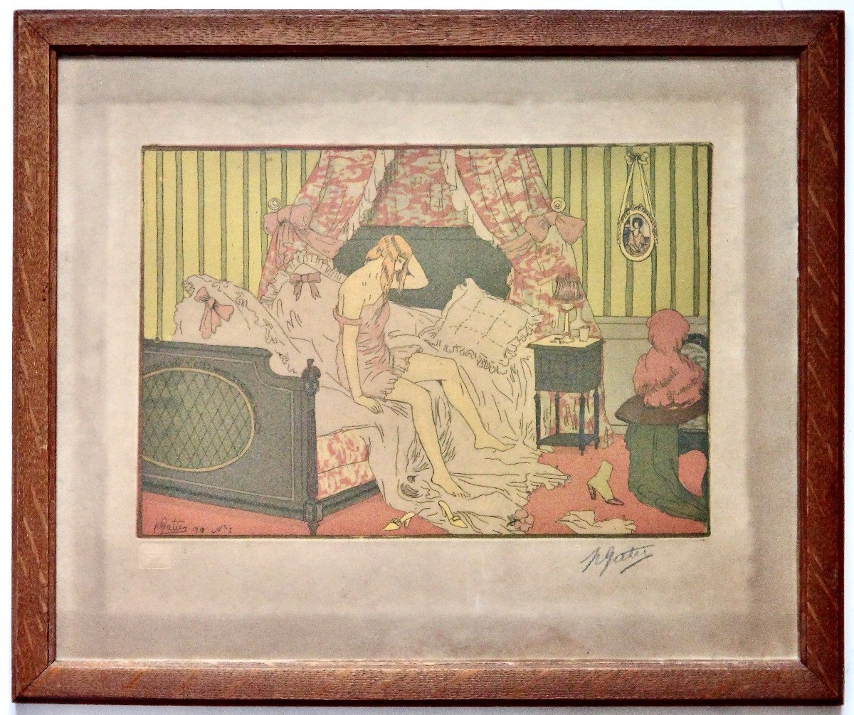 Pierre Gatier ( 1878 - 1944) Etching And Aquatint Signed And Dated 1910 Art Nouveau Period-photo-2