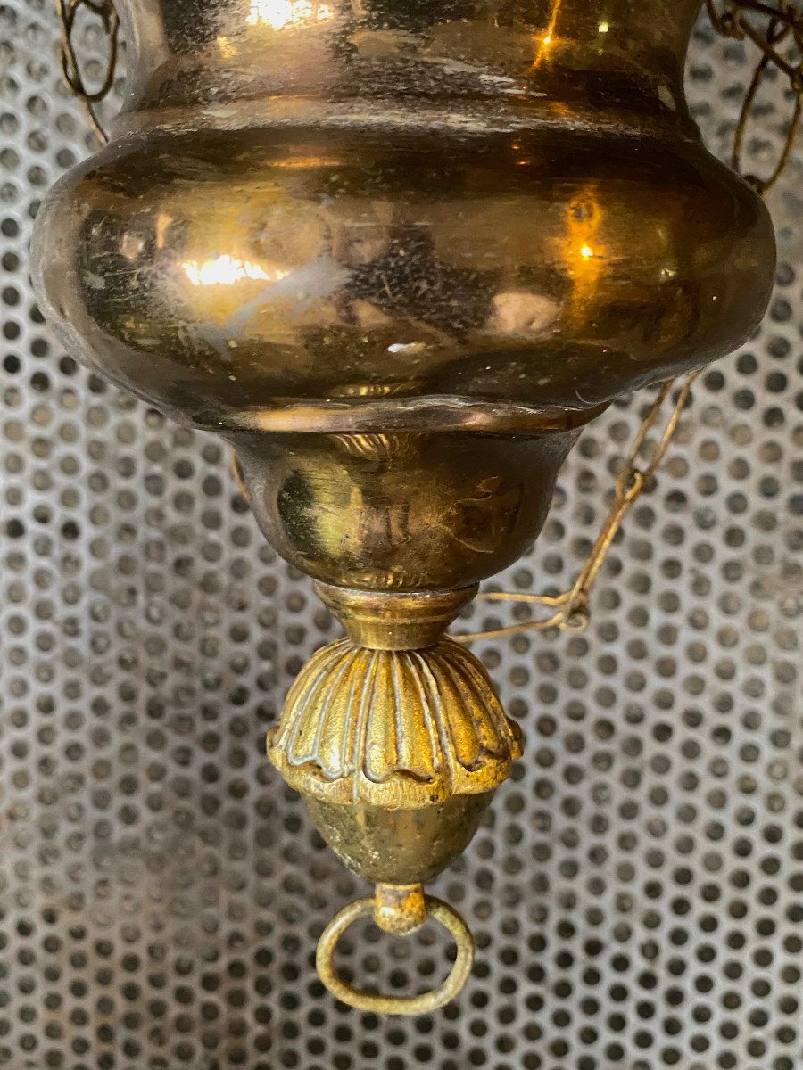 Lanterne d'église en laiton à Décor d'Angelots époque XIXe-photo-3