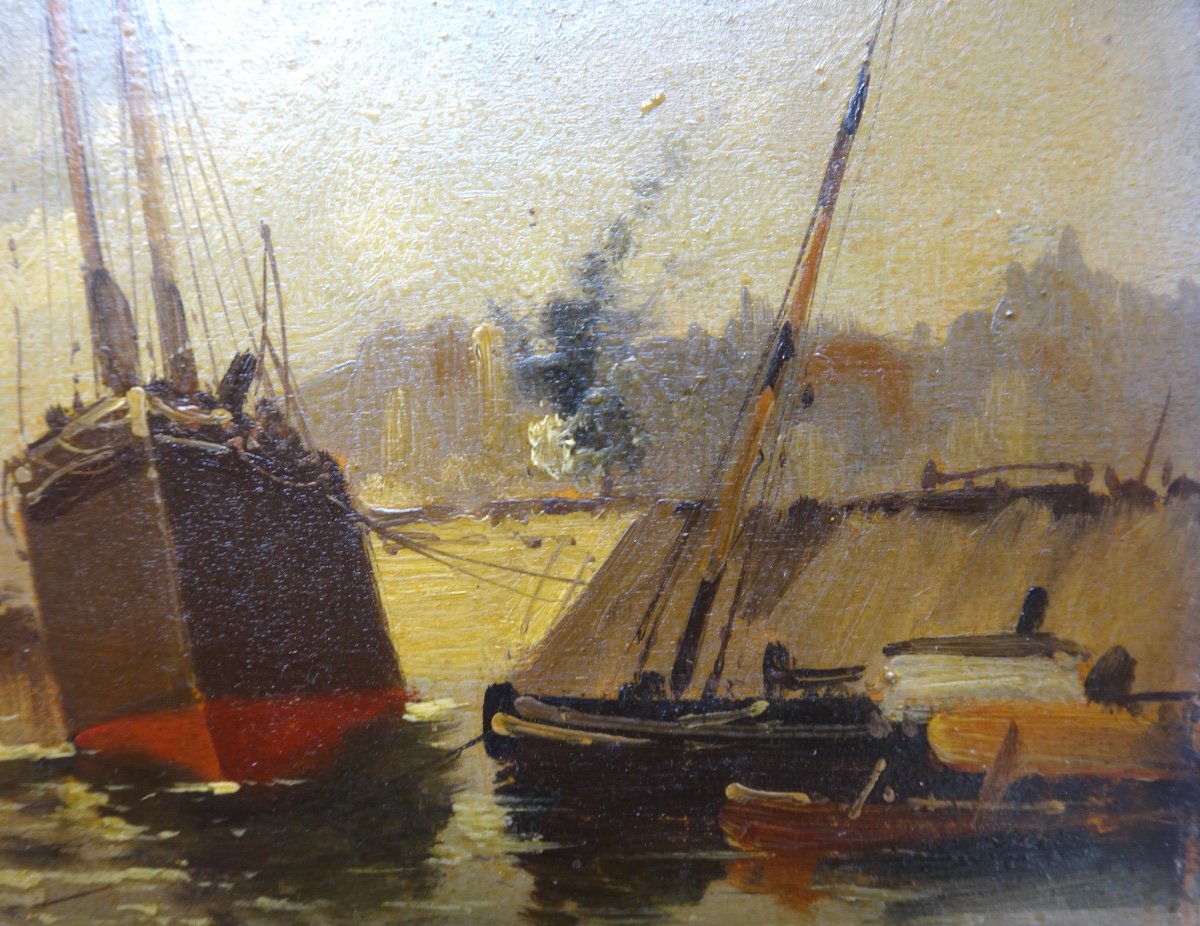 Eugène GALIEN-LALOUE (1854-1941) Huile sur bois Marine signée L.Dupuy époque XIXe-photo-1