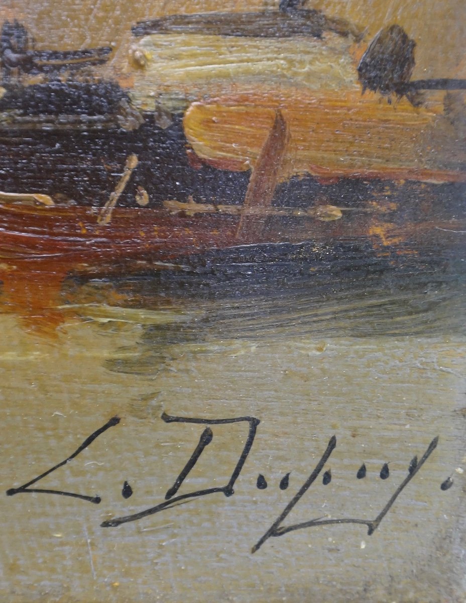 Eugène GALIEN-LALOUE (1854-1941) Huile sur bois Marine signée L.Dupuy époque XIXe-photo-5