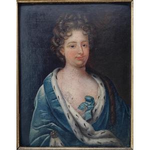 Portrait Of A Woman Of The French Nobility Oil On Panel From The 18th Century