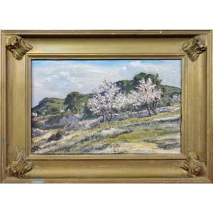 Auguste Roure (1878-1936) Oil On Canvas Almond Trees Signed And Dated 1932  