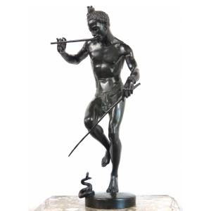 Charles Arthur Bourgeois (1838-1886)  Bronze orientaliste nubien " Le charmeur de serpent " 