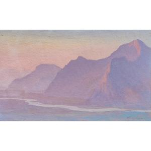 François Etienne LAHAYE (1878-1949) les Calanques de Piana en Corse époque XXe vers 1920