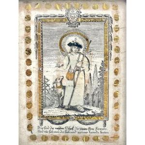 Religious Imagery Of Strasbourg Holy Card 18th Century Period