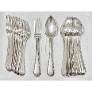 Dessert Cutlery Set Spoons And Forks In Solid Silver Netherlands 19th Century