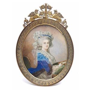 Miniature portrait de la Reine Marie Antoinette d'après Vigée Le Brun époque XIXe