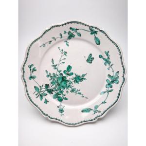 Marseille Earthenware Factory Of The Veuve Perrin Plate Camaïeu De Vert Period 18th Century