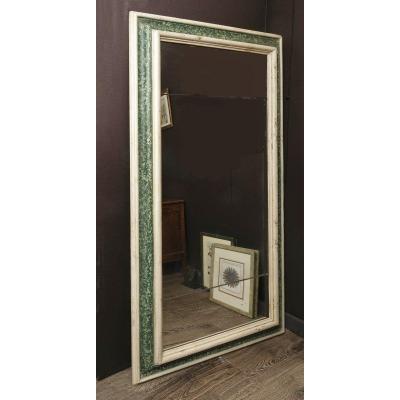 Large Painted Faux Marbre  Mirror, Italy 17th