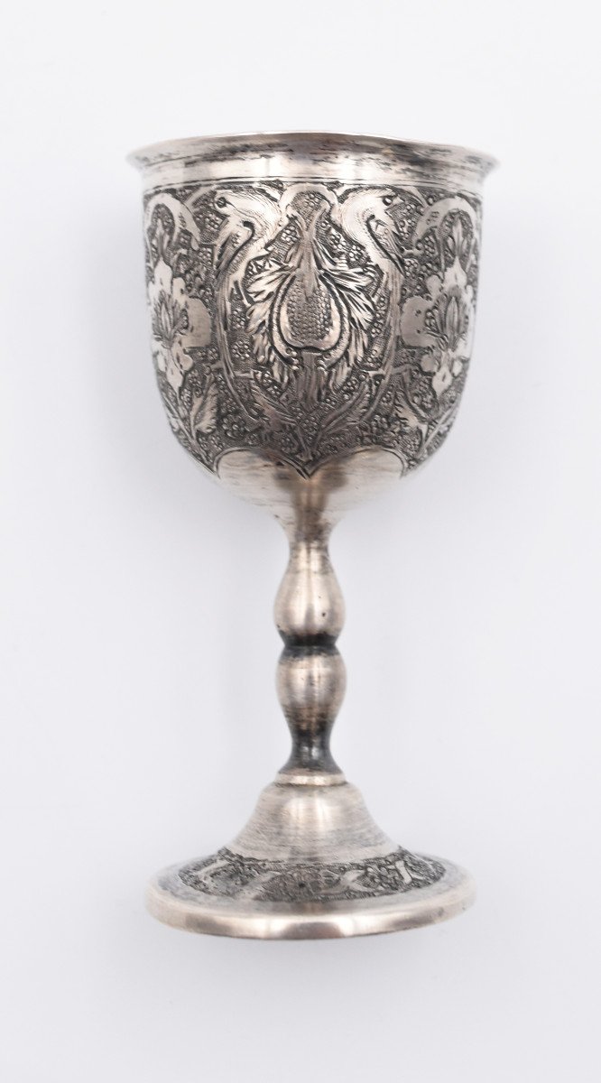 Series Of 6 Persian Qajar Islamic Sterling Silver Goblets-photo-4