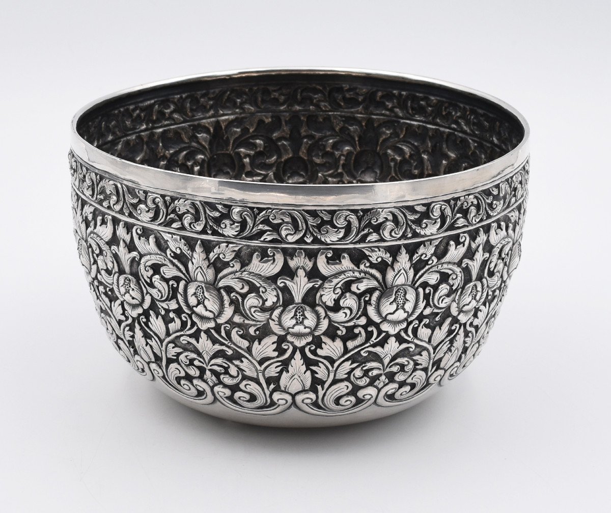 Large Bowl Cup In Sterling Silver South East Asia-photo-3