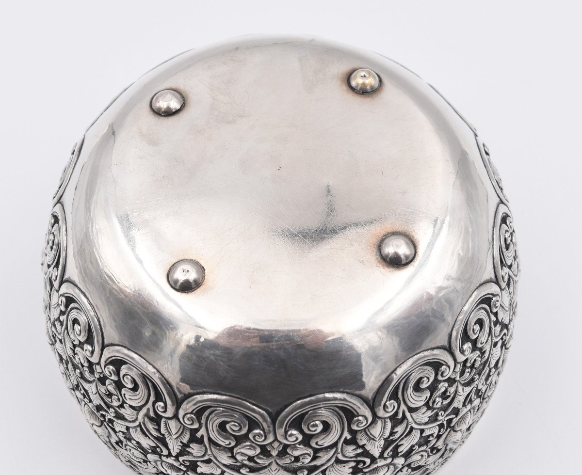 Large Bowl Cup In Sterling Silver South East Asia-photo-3