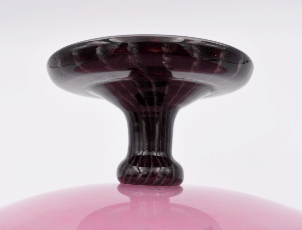 Schneider Le Verre Français: Cup On Piedouche In Pink And Plum Marmoreal Glass-photo-2