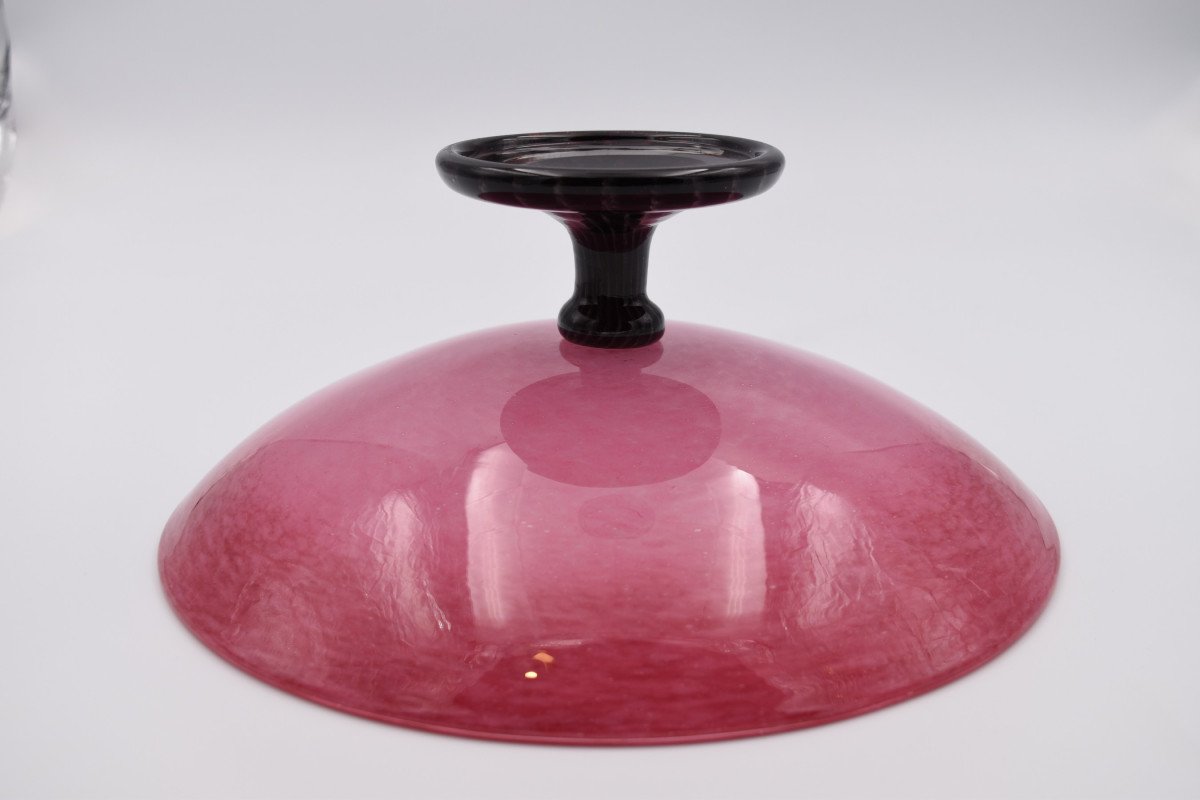 Schneider Le Verre Français: Cup On Piedouche In Pink And Plum Marmoreal Glass-photo-3