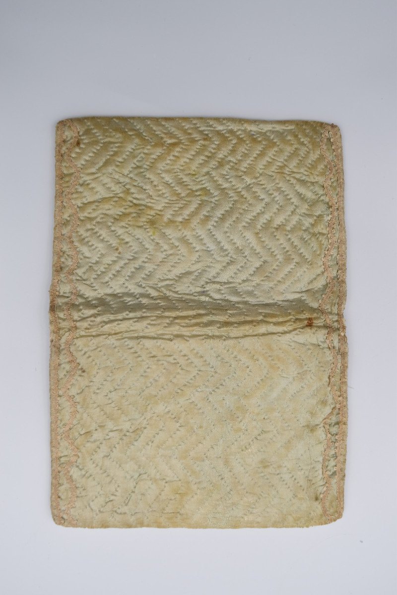 Pouch In Embroidered And Piqué Silk Late Eighteenth Century-photo-2