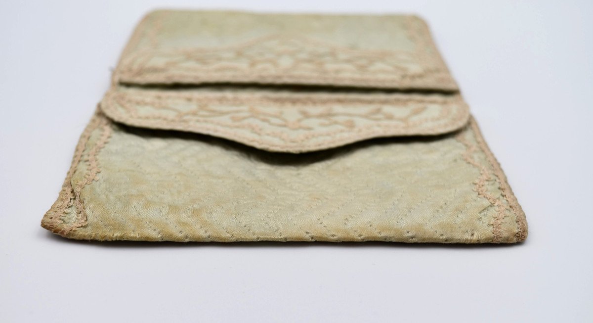 Pouch In Embroidered And Piqué Silk Late Eighteenth Century-photo-8