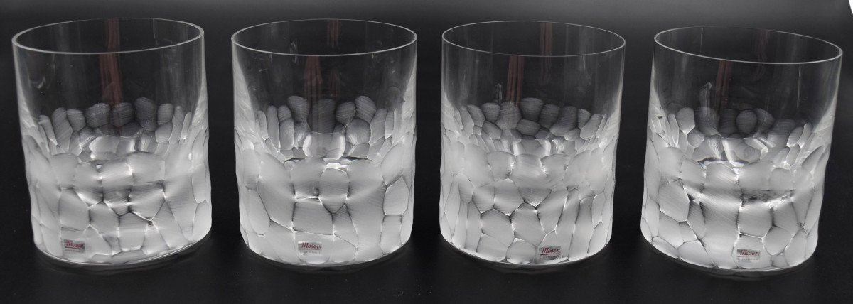 8 Crystal Whiskey Glasses Moser Model Pebbles 340 Ml-photo-5