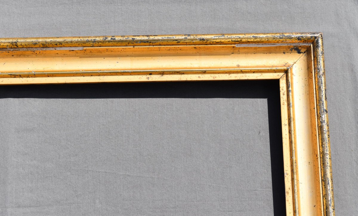 Large Rectangular Frame In Wood And Golden Stucco 19 Eme Frame / 1-photo-2