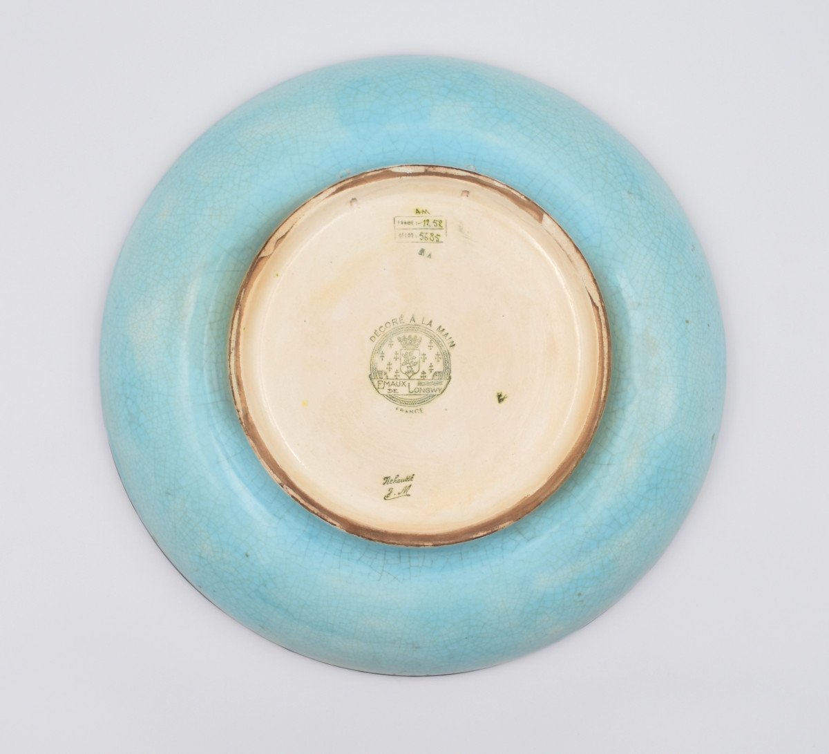 Grand Plat Decoratif Ancien Faience De Longwy Coupe D= 37.5 Cm-photo-4