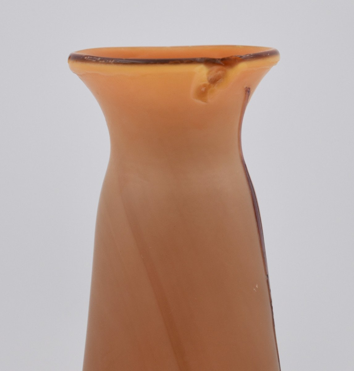 Legras Large Vase In Multilayer Glass Cleared With Acid Signed Orange Background-photo-2