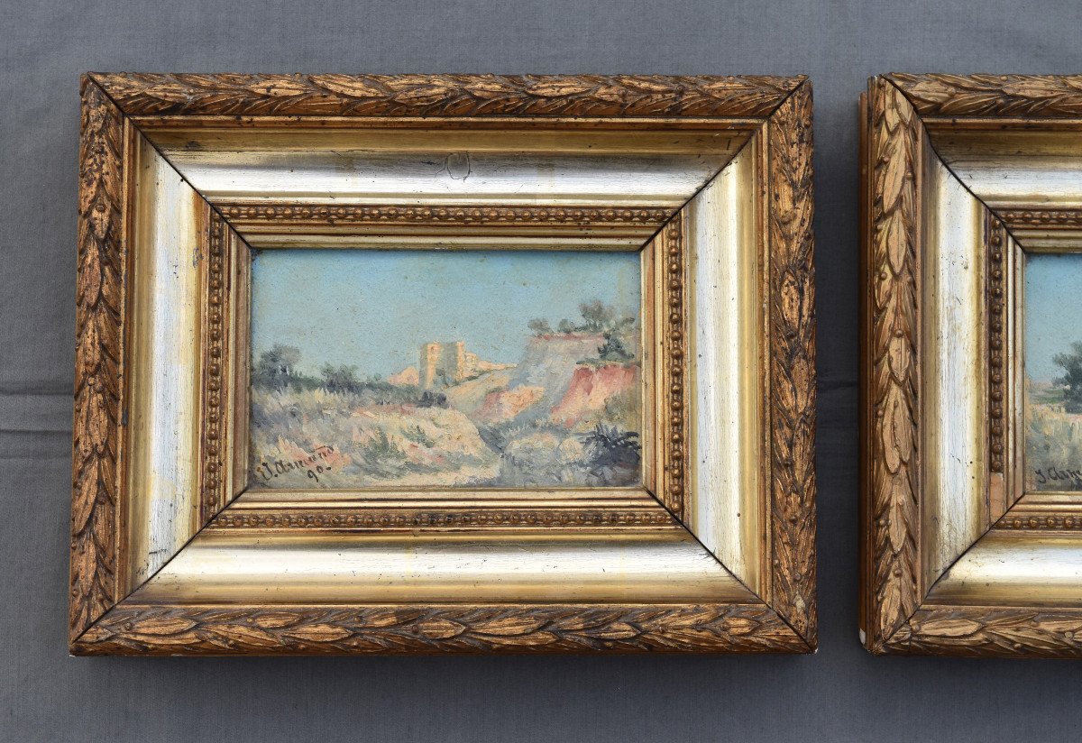 Pair Of Paintings On Panel Les Baux De Provence In Their Golden Frame 19 Eme-photo-2