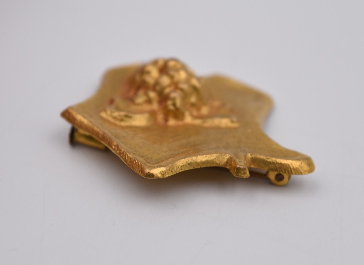 Line Vautrin Brooch In Gilt Bronze: France And These Wine Regions-photo-4