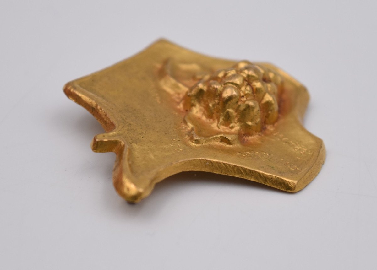 Line Vautrin Brooch In Gilt Bronze: France And These Wine Regions-photo-5