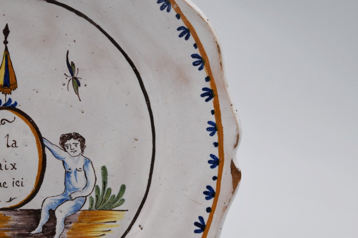 Plate With Revolutionary Decor In Earthenware From Nevers May Peace Reign Here-photo-4