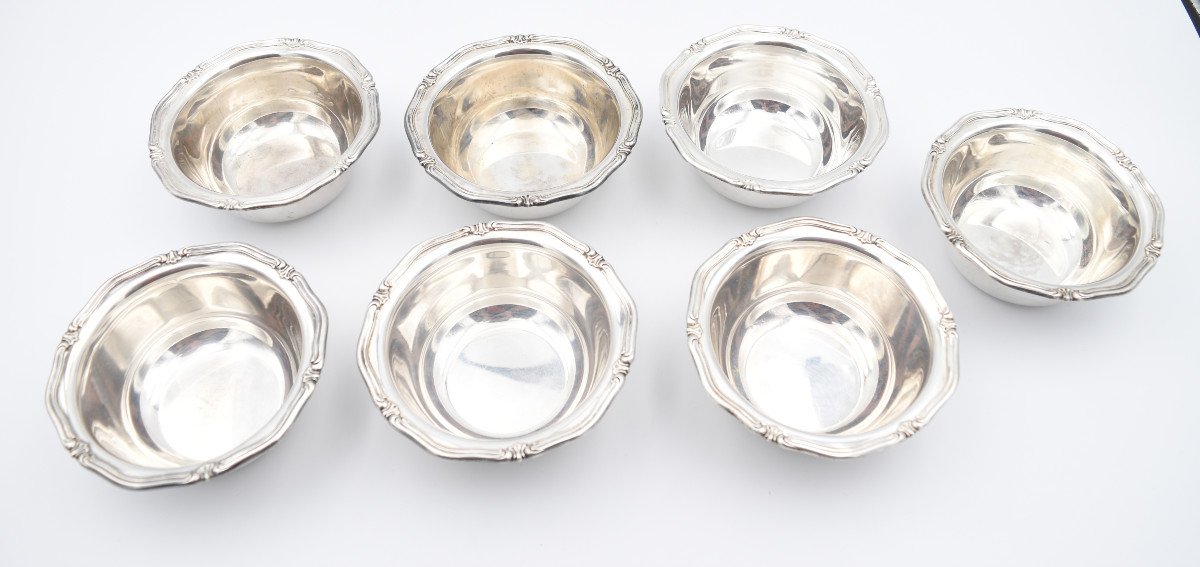 7 Cups In Sterling Silver 830 Shell Decor 