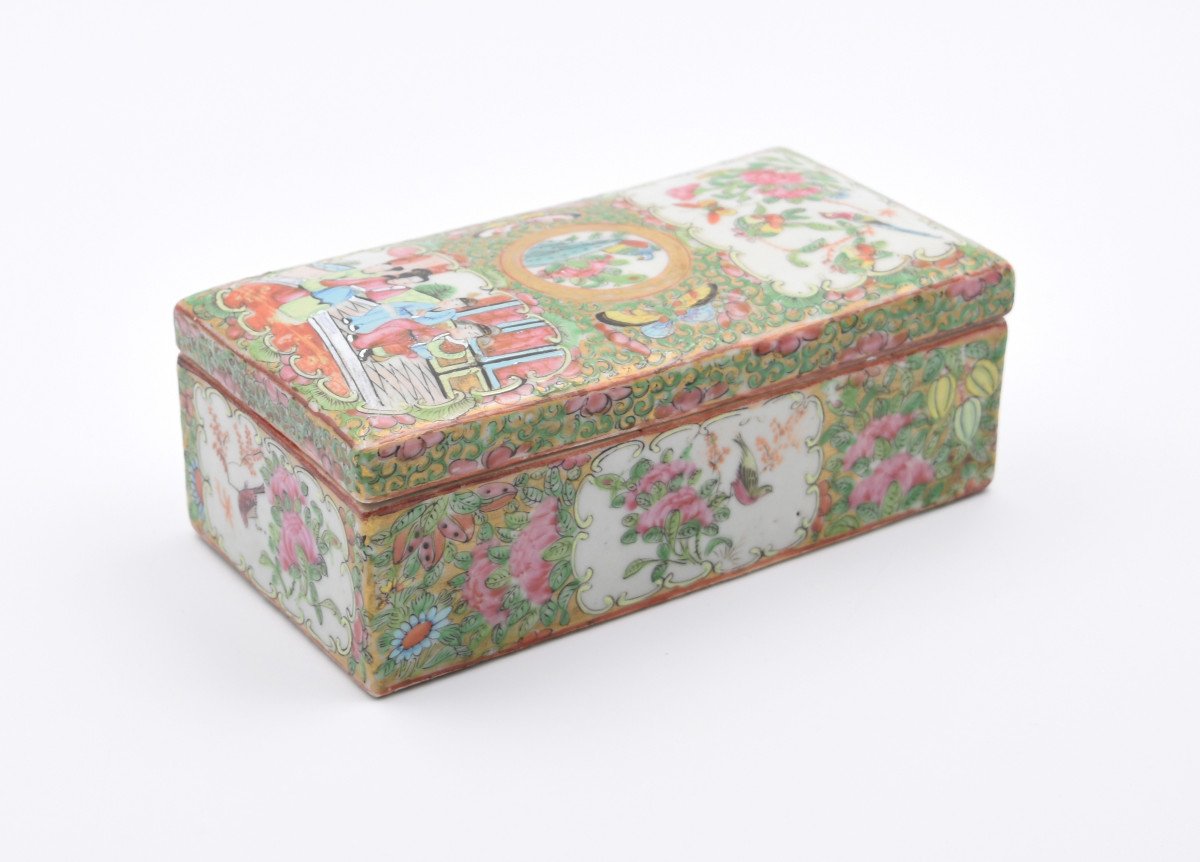 Canton China Porcelain Box, Circa 1850. Qing Dynasty 19th-photo-4