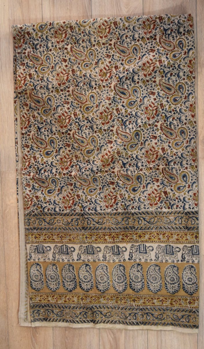 Painted Cotton Fabric, Ghalamkar, 215 Cm X 240 Cm, Iran, Persia Circa 1950 Kalamkar-photo-2