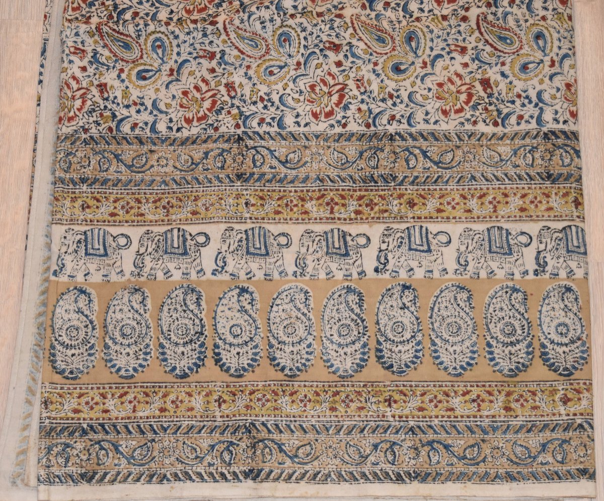 Painted Cotton Fabric, Ghalamkar, 215 Cm X 240 Cm, Iran, Persia Circa 1950 Kalamkar-photo-3