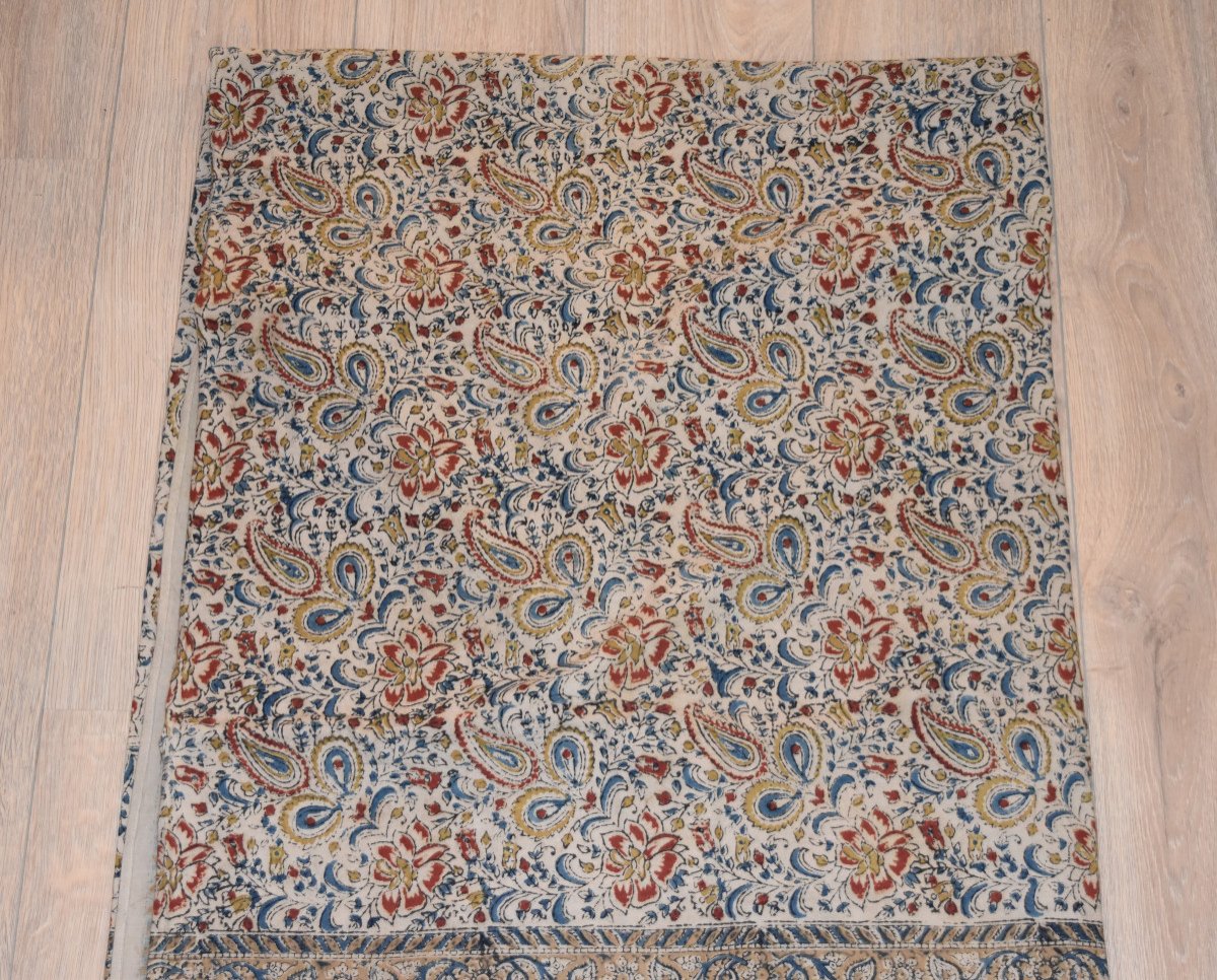 Painted Cotton Fabric, Ghalamkar, 215 Cm X 240 Cm, Iran, Persia Circa 1950 Kalamkar-photo-4