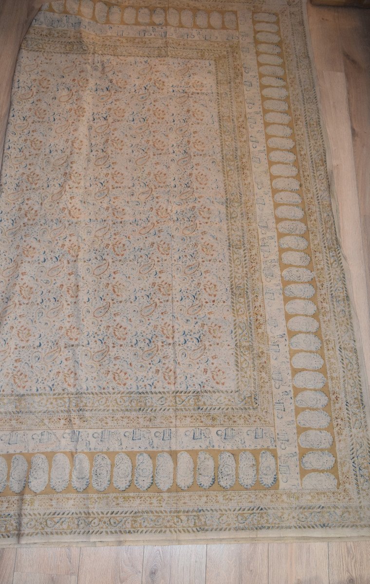 Painted Cotton Fabric, Ghalamkar, 215 Cm X 240 Cm, Iran, Persia Circa 1950 Kalamkar-photo-2