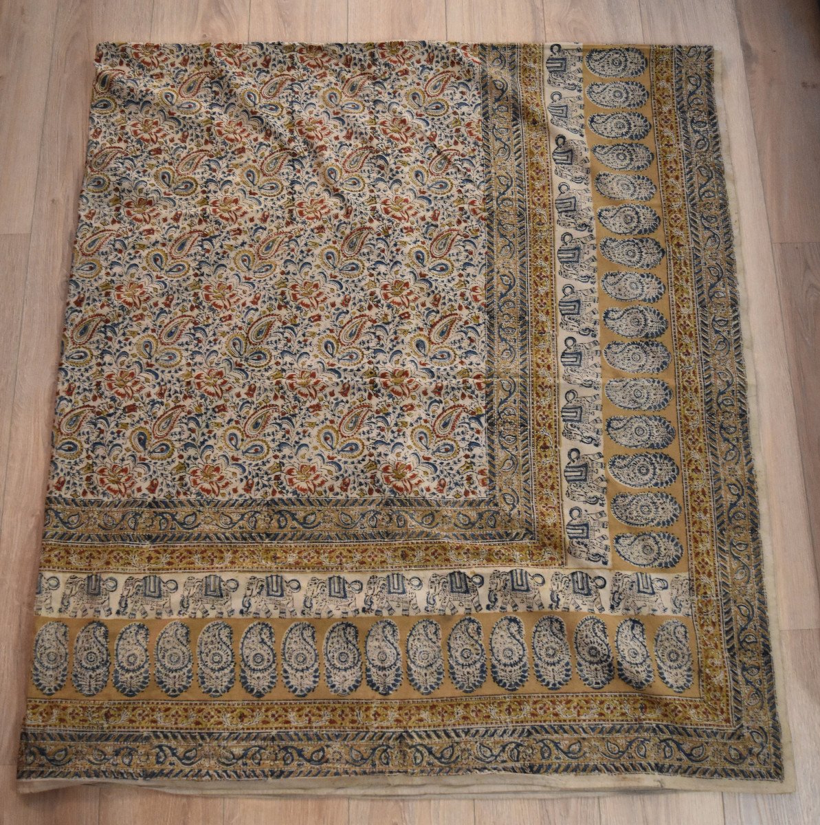 Painted Cotton Fabric, Ghalamkar, 215 Cm X 240 Cm, Iran, Persia Circa 1950 Kalamkar-photo-5