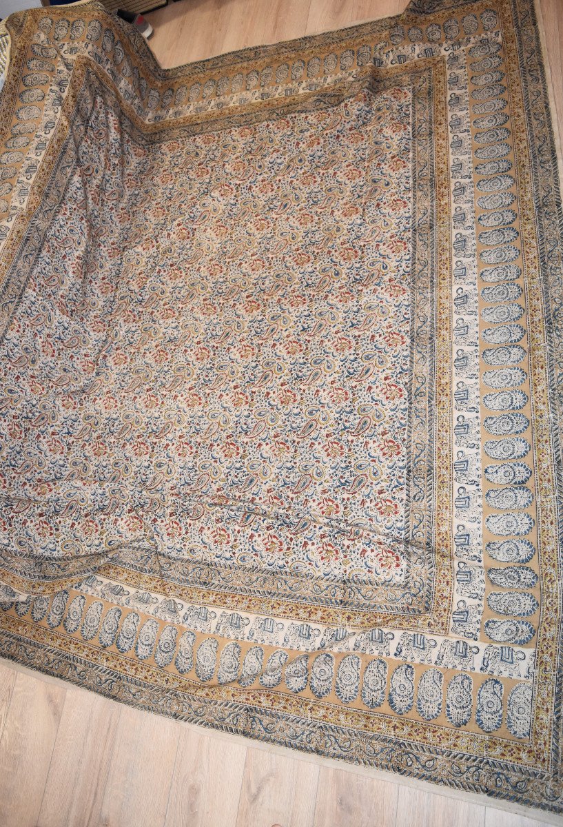 Painted Cotton Fabric, Ghalamkar, 215 Cm X 240 Cm, Iran, Persia Circa 1950 Kalamkar-photo-7