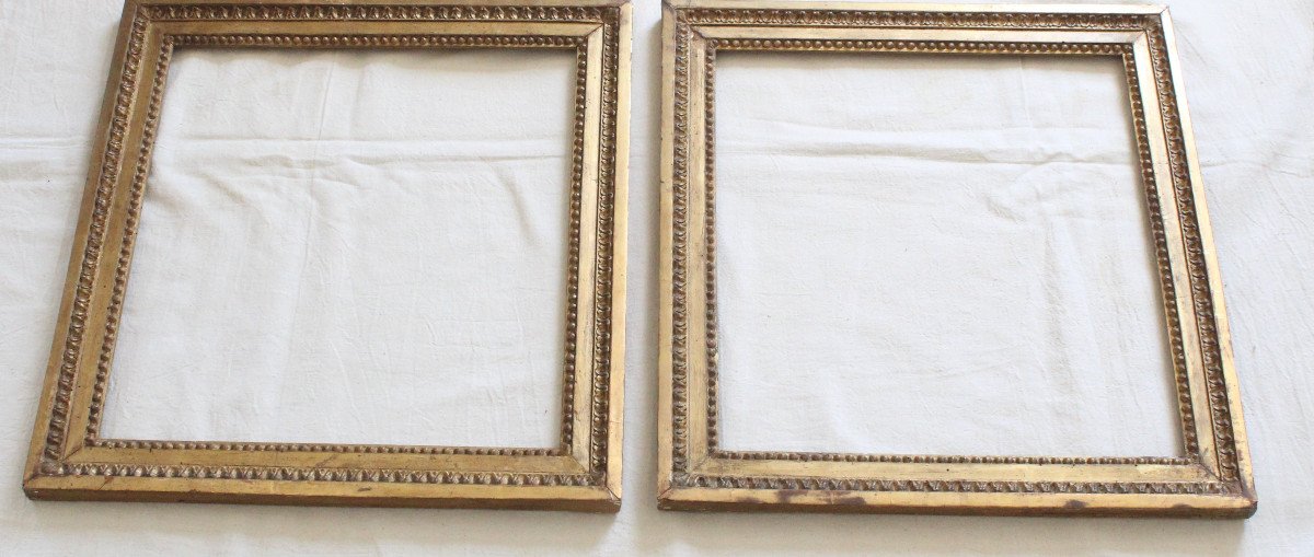 Pair Of Louis XVI Gilded Carved Wood Frames For Painting 52.5 Cm X 48 Cm-photo-4