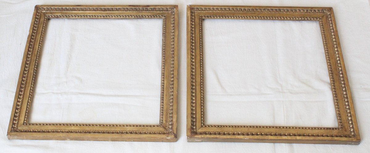 Pair Of Louis XVI Gilded Carved Wood Frames For Painting 52.5 Cm X 48 Cm-photo-1