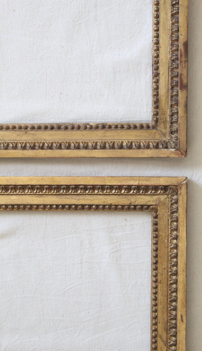 Pair Of Louis XVI Gilded Carved Wood Frames For Painting 52.5 Cm X 48 Cm-photo-2