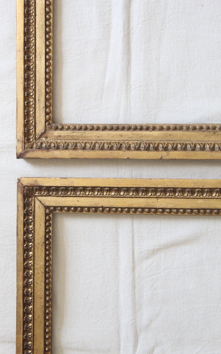 Pair Of Louis XVI Gilded Carved Wood Frames For Painting 52.5 Cm X 48 Cm-photo-3