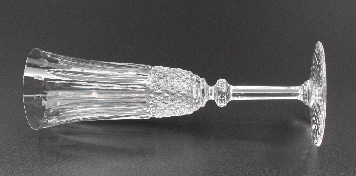 6 Saint Louis Crystal Champagne Flutes Tommy Model H = 20.5 Cm-photo-1