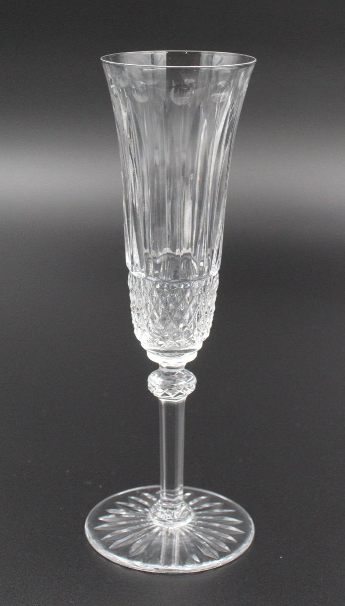 6 Saint Louis Crystal Champagne Flutes Tommy Model H = 20.5 Cm-photo-2